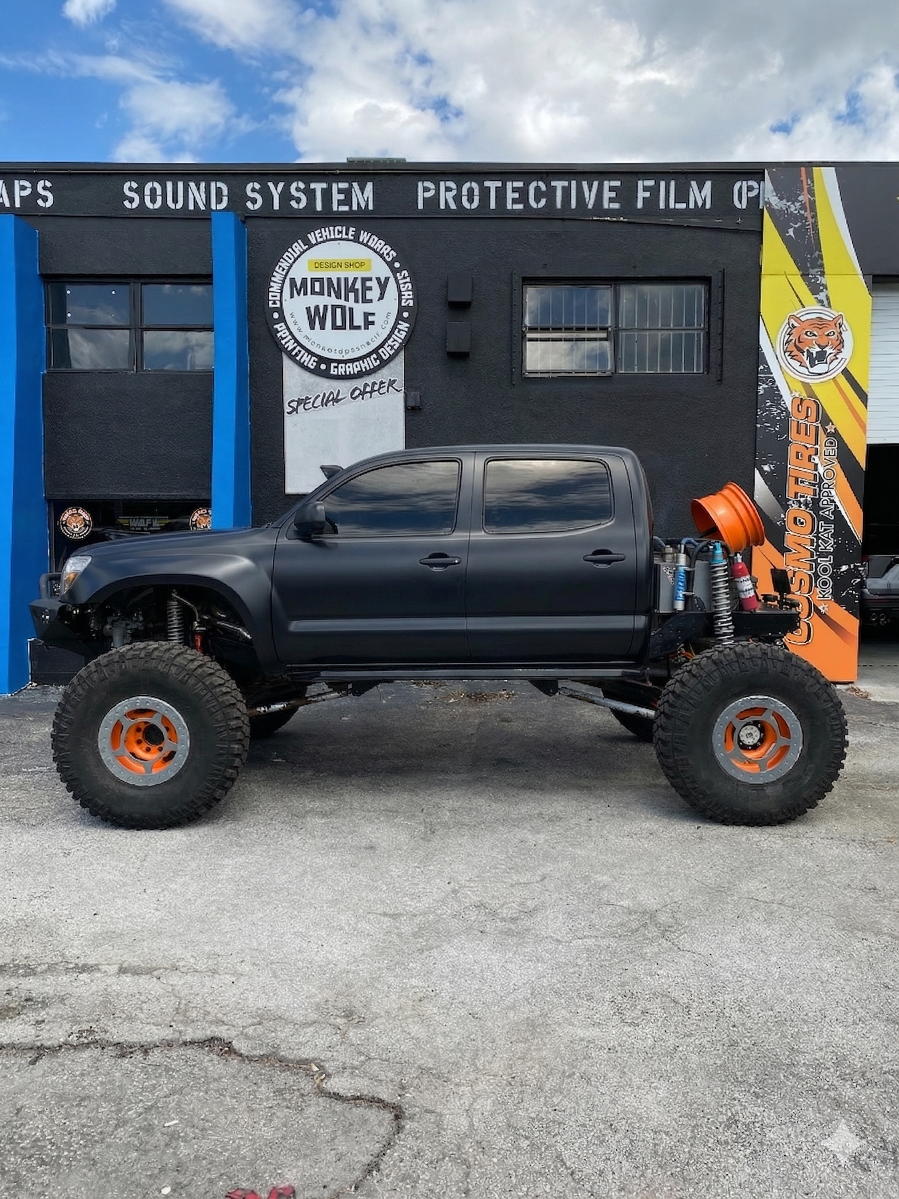 Matte black truck before vehicle wrap — MonkeyWolf