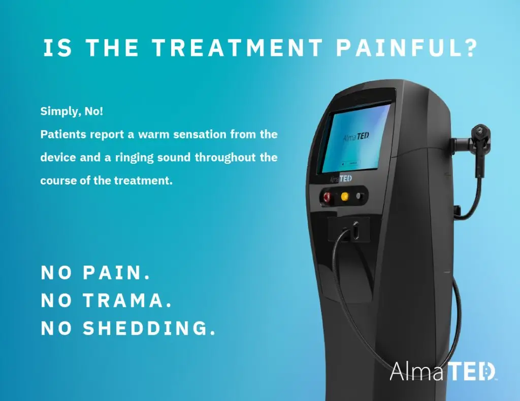 Alma TED hair restoration device showing pain-free treatment benefits at Ignite Medical Group San Marco
