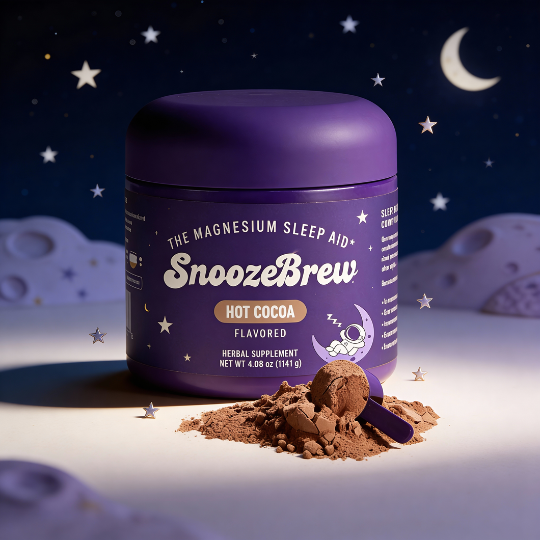 Snooze Brew jar on a moonlit surface