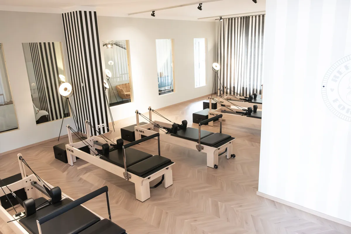 Inside the Reformer For Her studio, with Reformers named Uschi, Clara and Malala