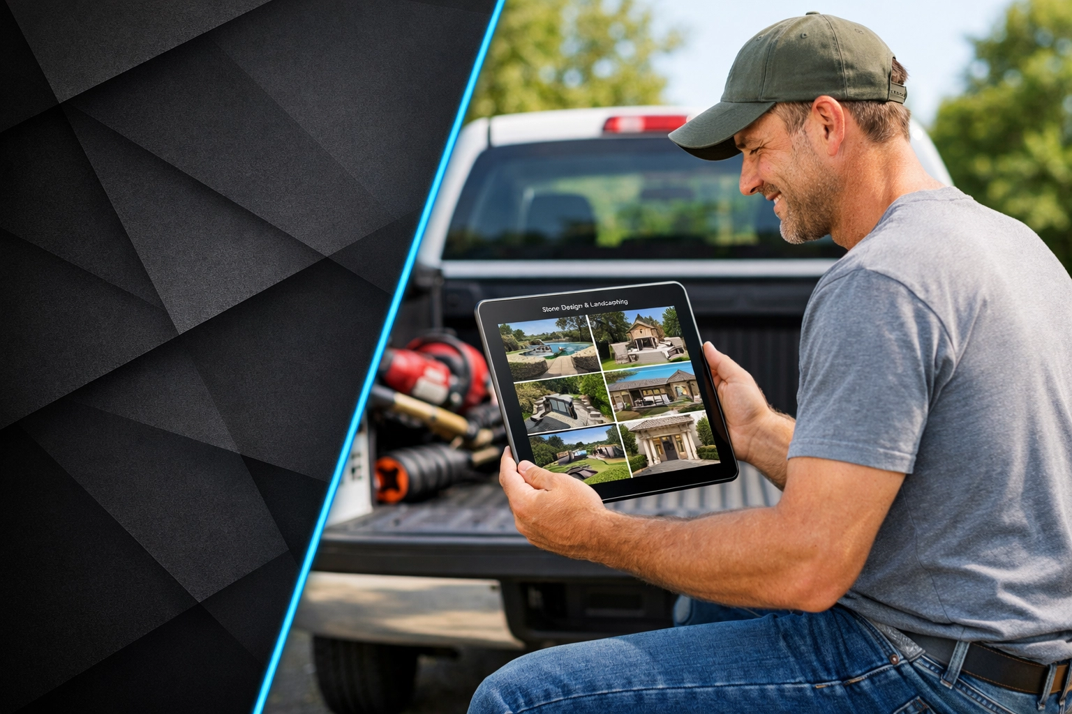 Landscaper using a professional website portfolio to attract high-paying commercial landscaping leads.