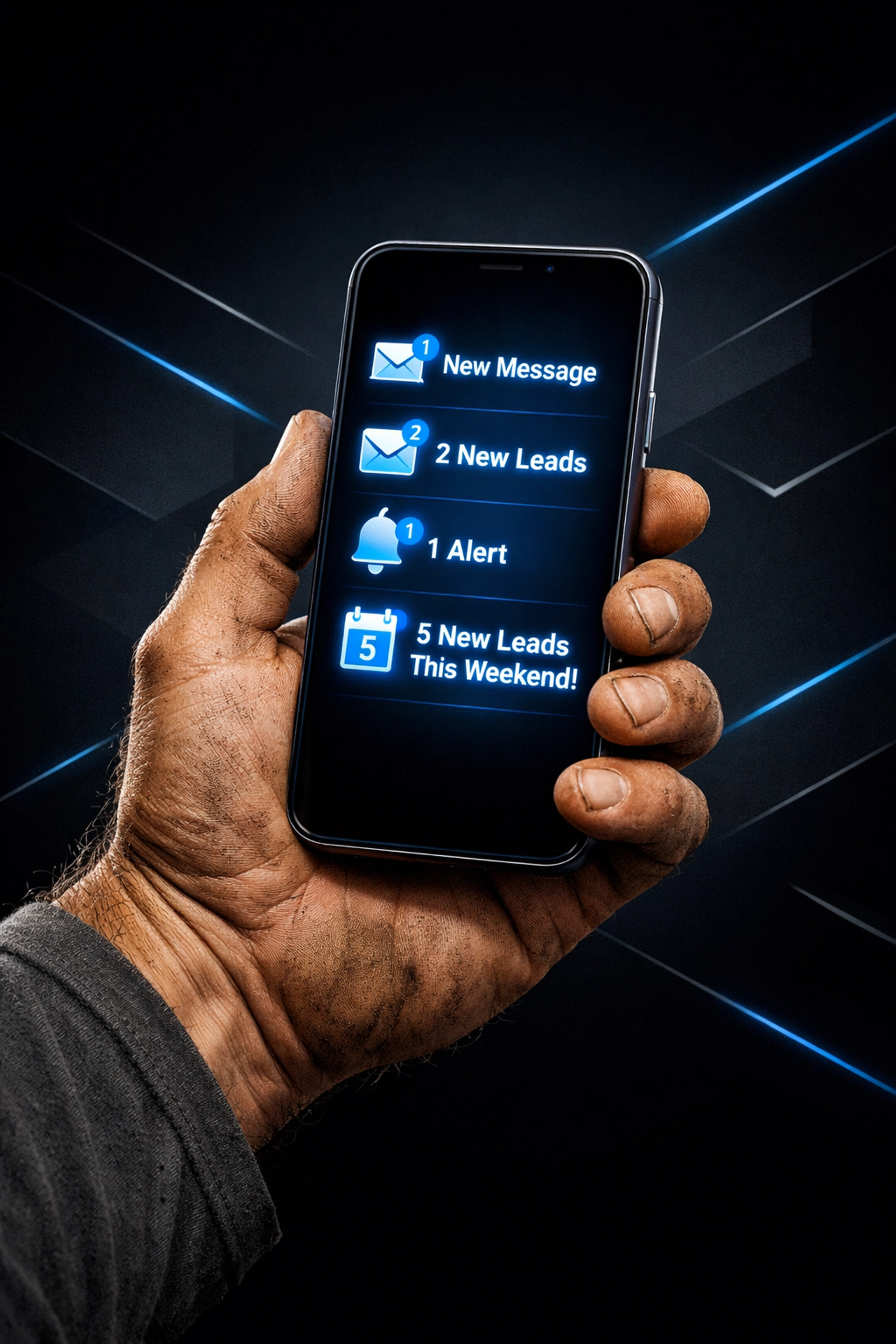 Landscaper checking new estimate requests on a smartphone, showing successful landscaping lead generation results