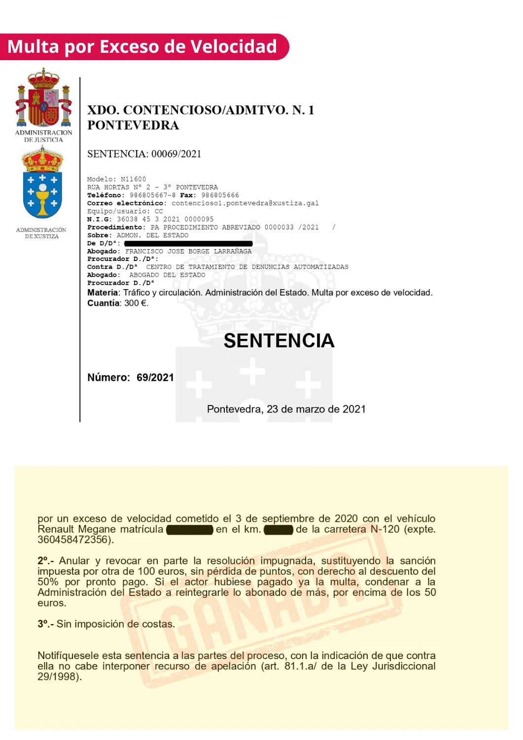 Sentencia de multa anulada