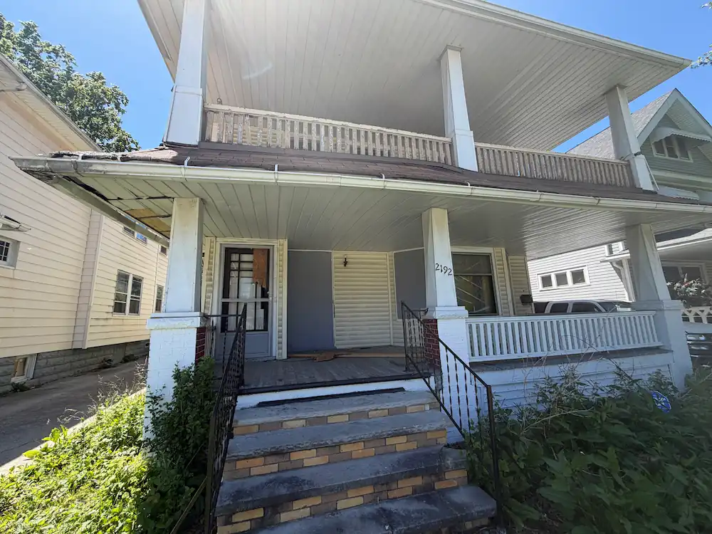 Front porch of a Youngstown Ohio home we buy before a sheriff sale
