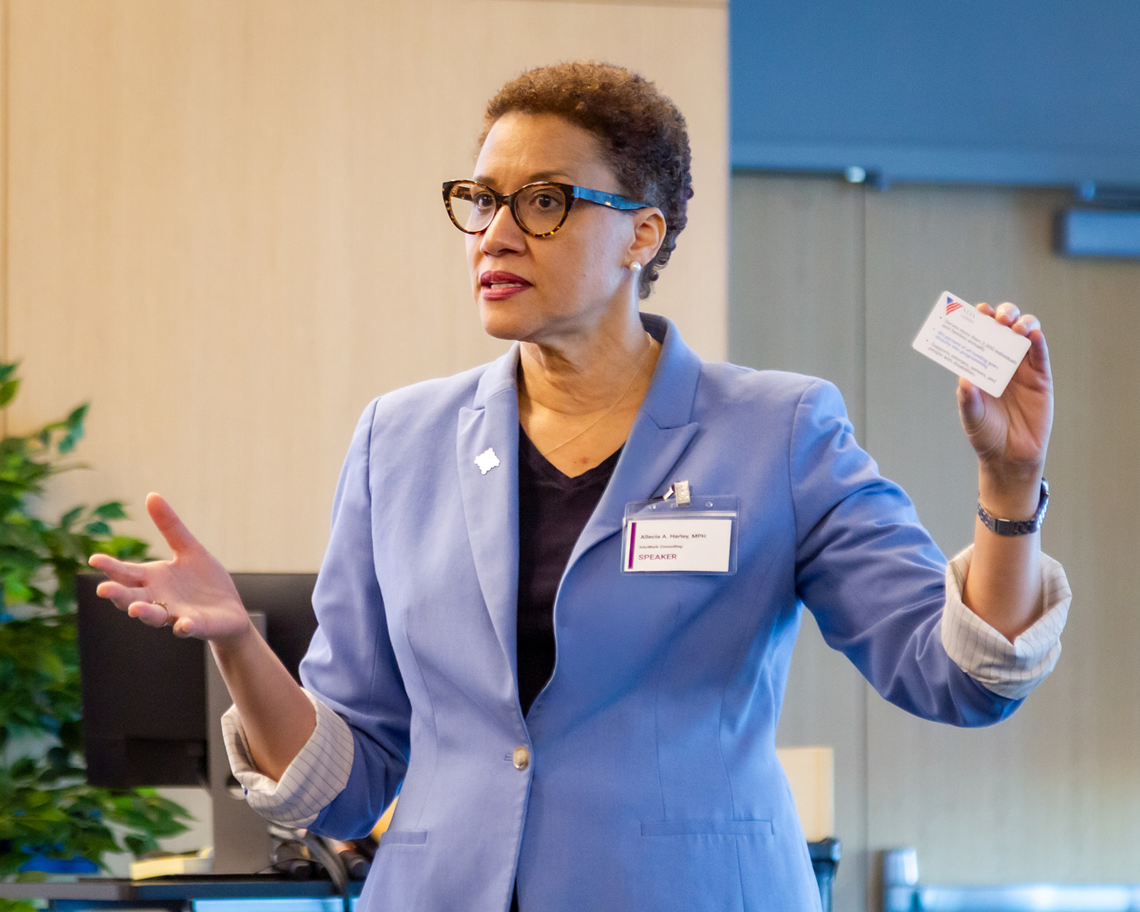 Allecia Harley demonstrating a CauseCue Card