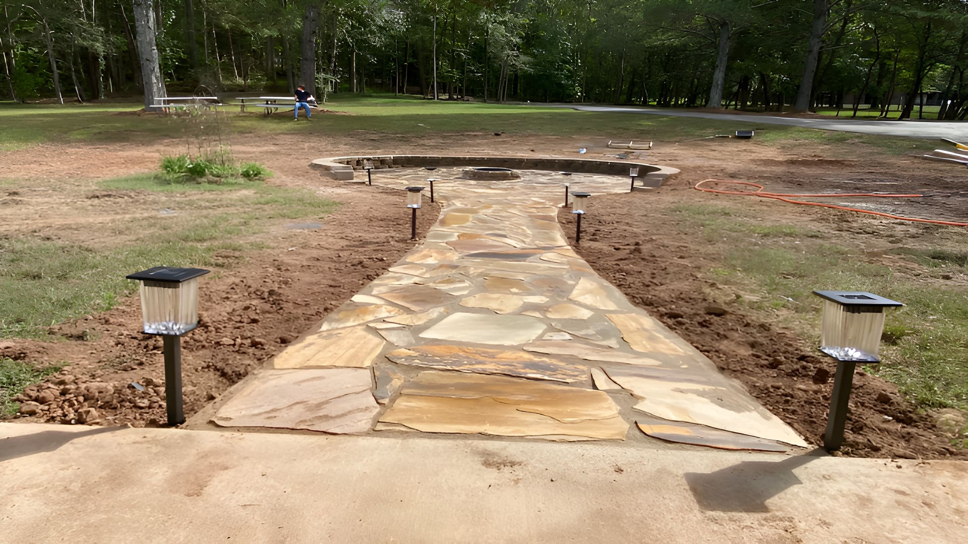 Custom hardscape installation by Backyard Bros Custom Backyards in North Georgia