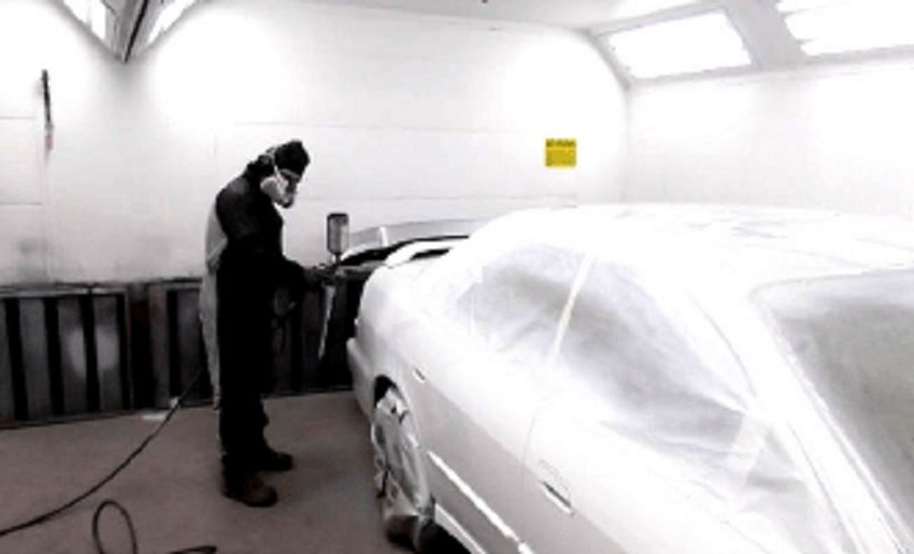 Auto body repair workshop detail at Greg Zurla's Auto Body
