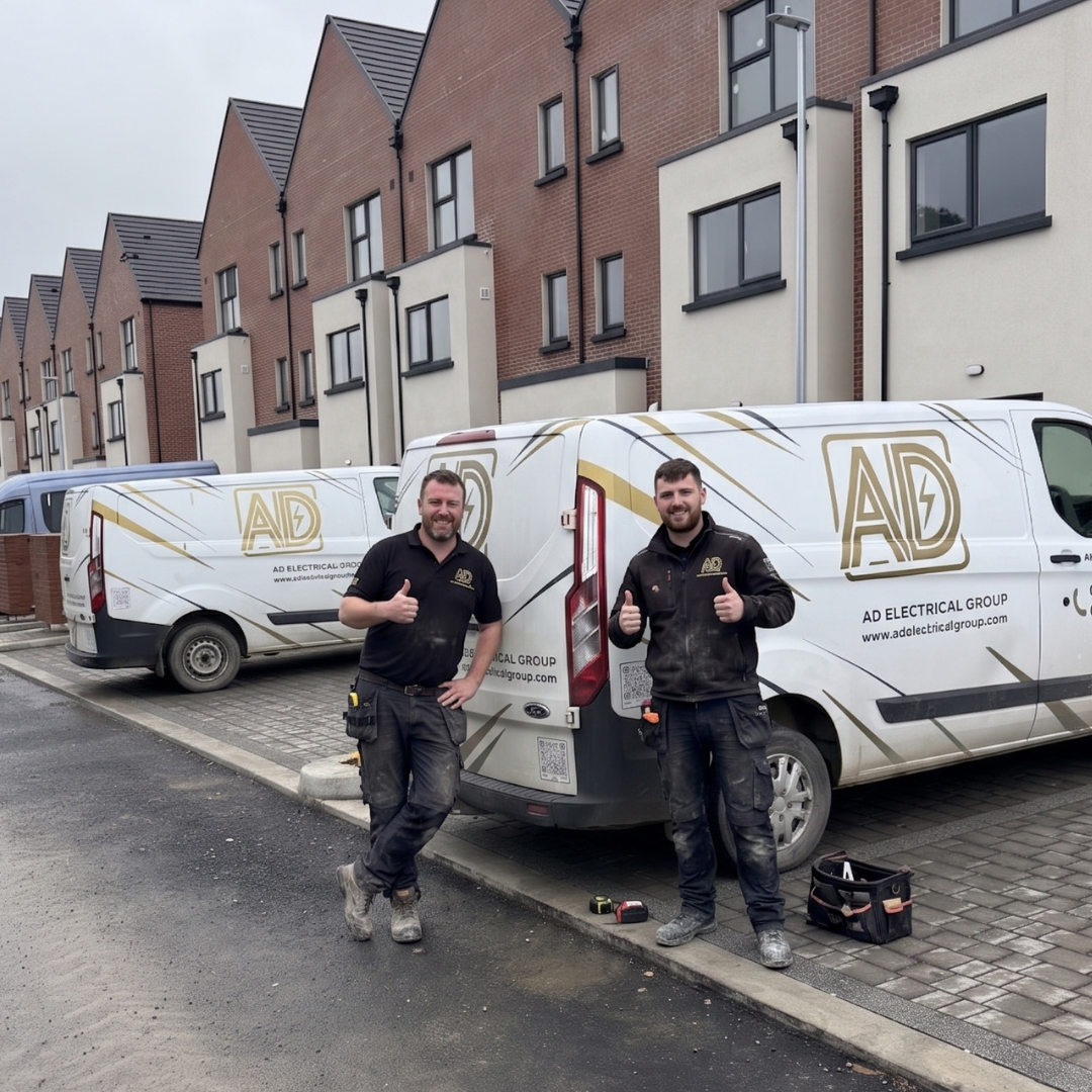 The AD Electrical Group team with their vans