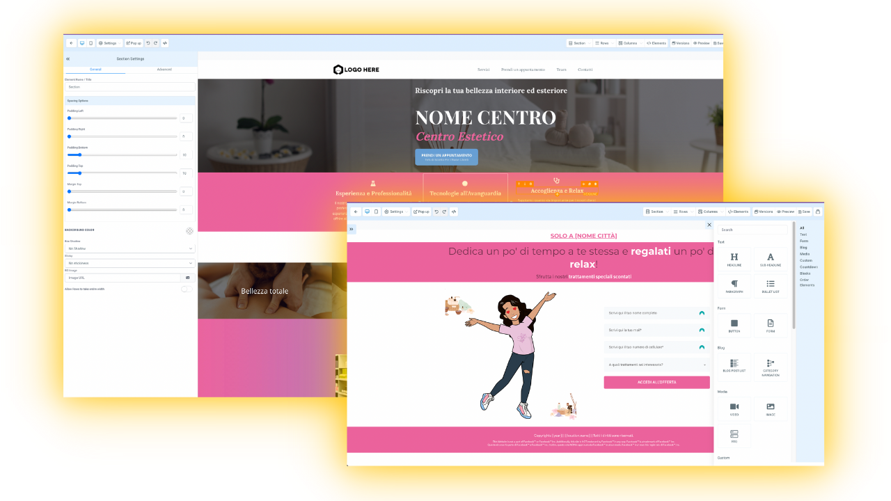 Costruttore siti web e funnel di Target Automation