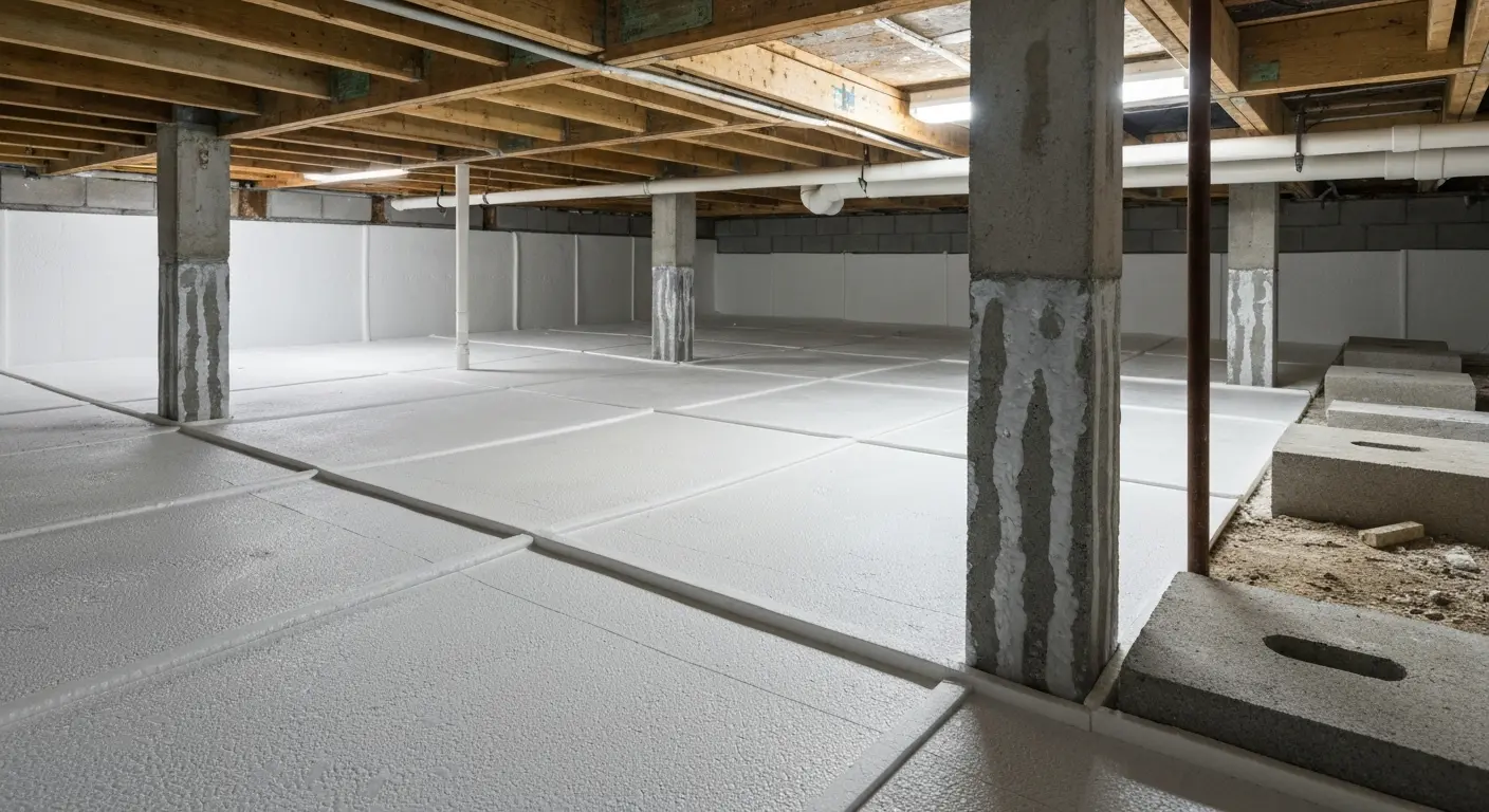 Crawl space moisture barrier installation