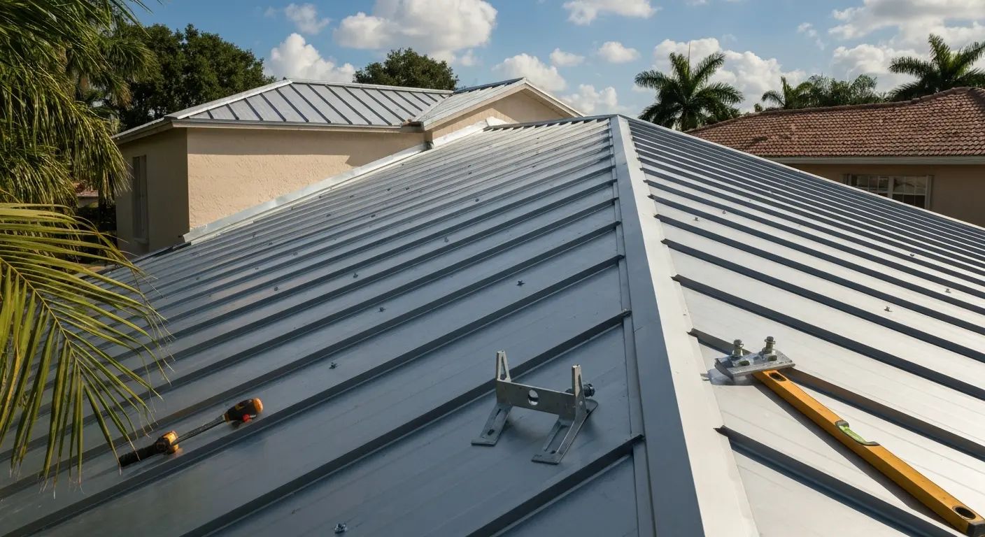 Residential metal roof installation