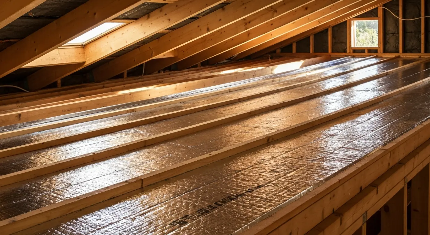 Radiant barrier installation under roof deck