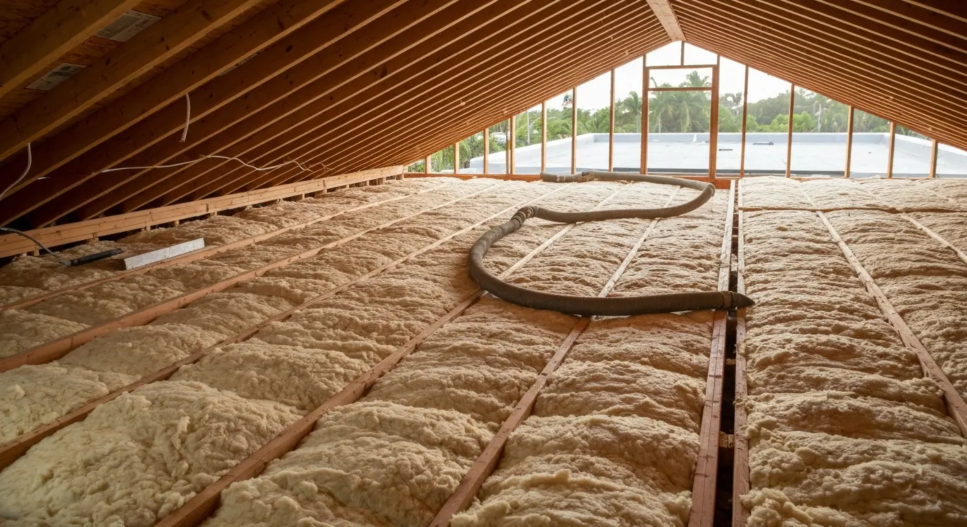 Blown-in attic insulation installation