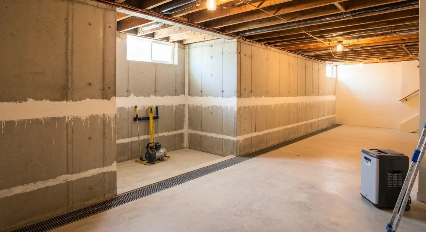 Basement waterproofing project