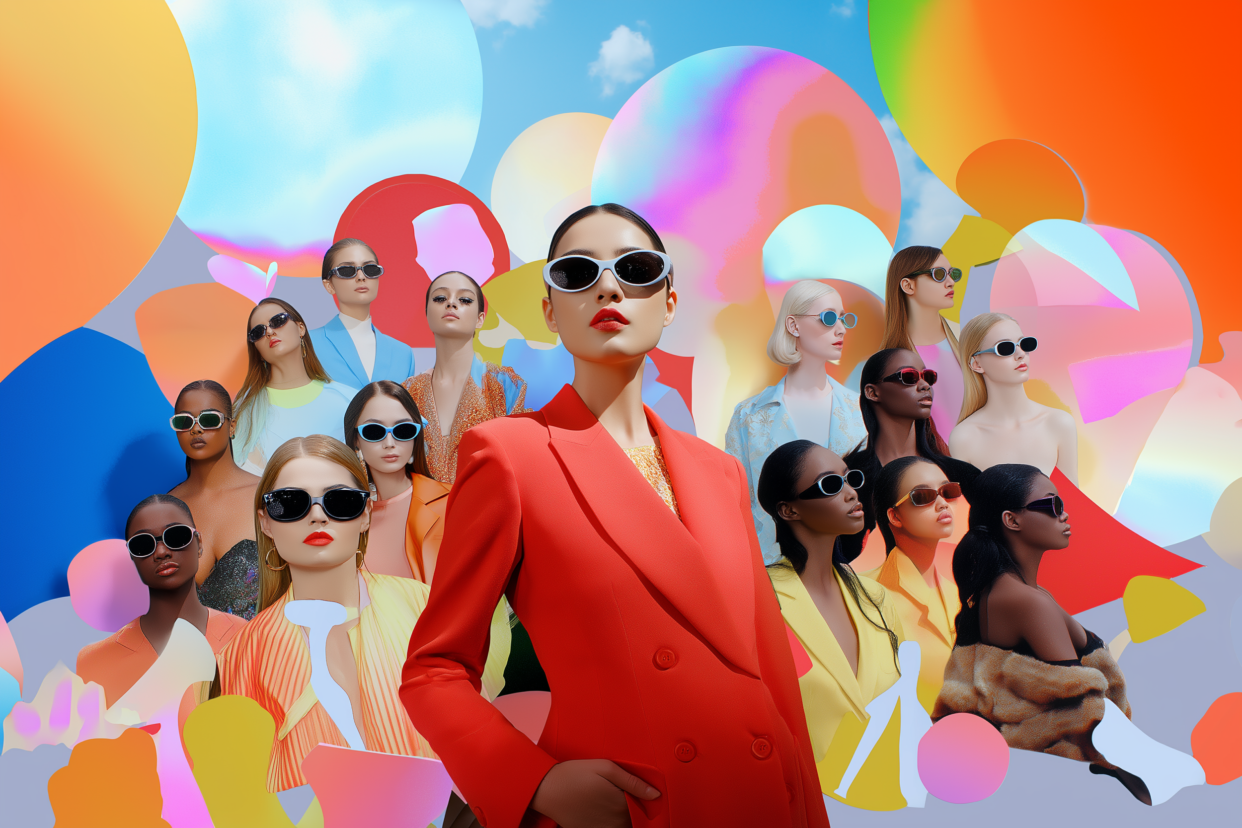 Group of women in colourful outfits, the audience for the AI masterclass