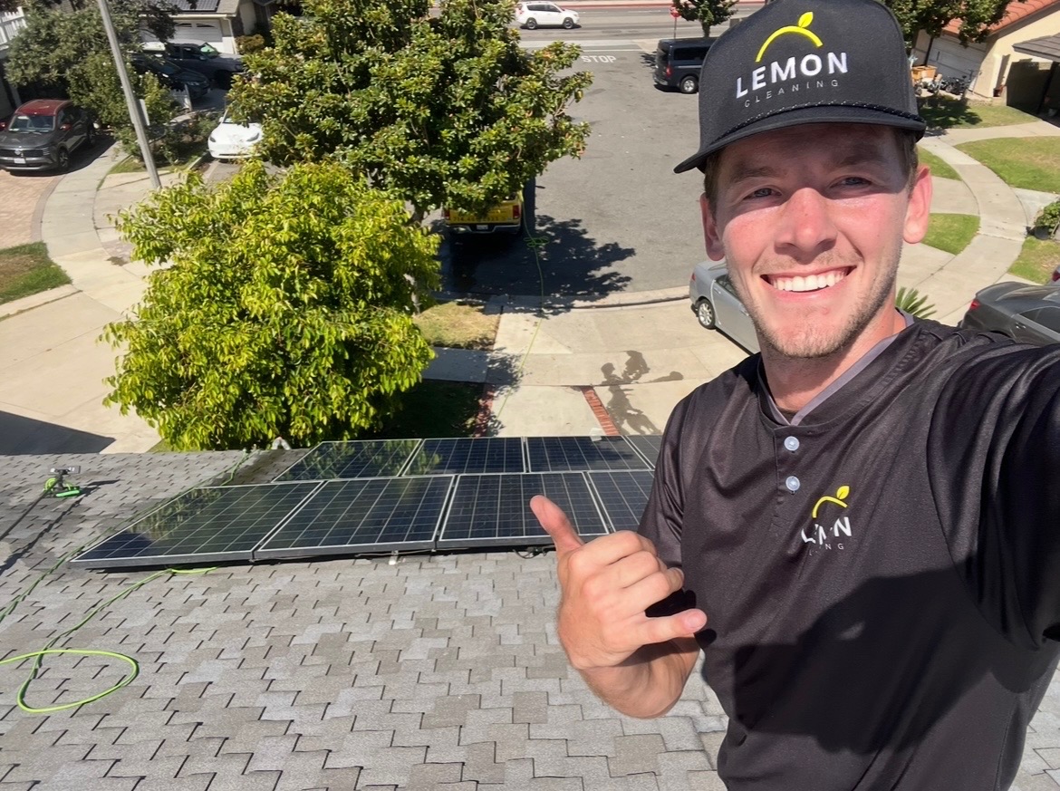 Max from Lemon Cleaning on a rooftop job