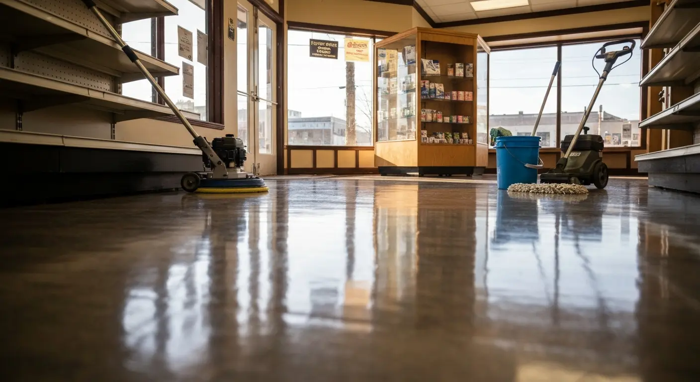 Retail floor waxing