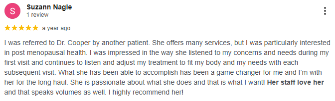Five-star Google review for Akribis Veins and Vitality