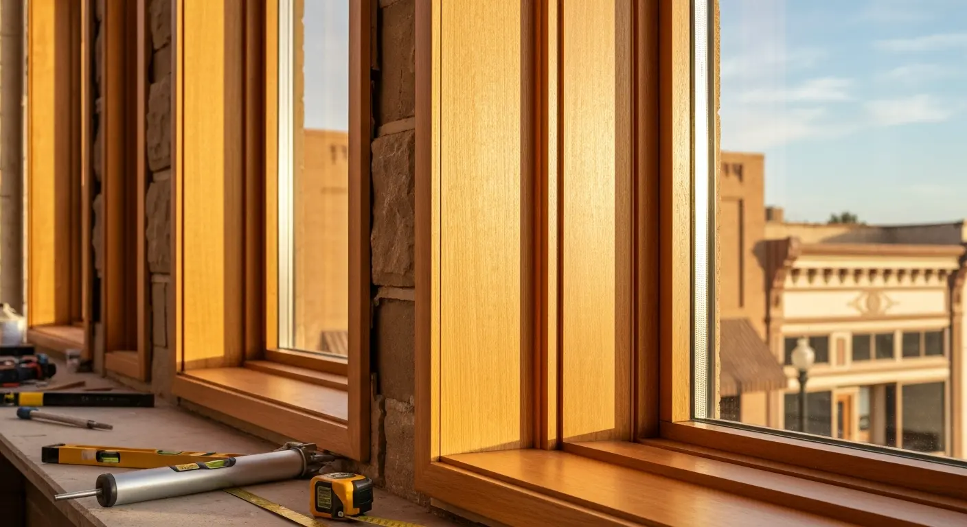 Wood clad window installation