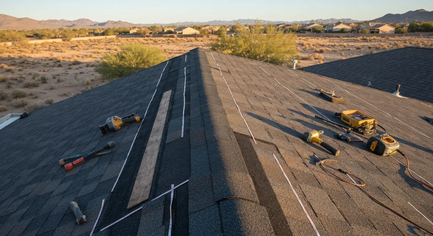 Storm damage roof repair in Henderson