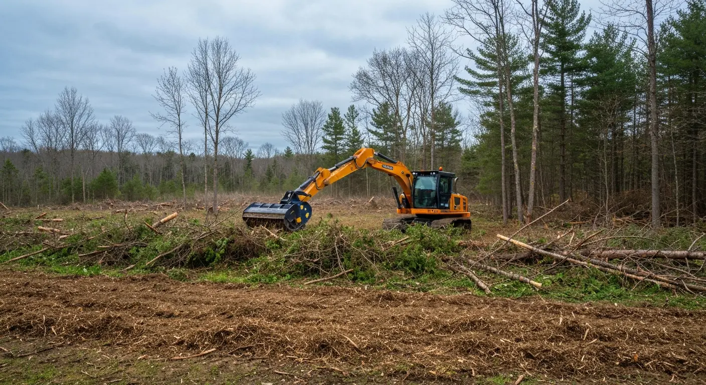 Forestry mulching equipment clearing brush