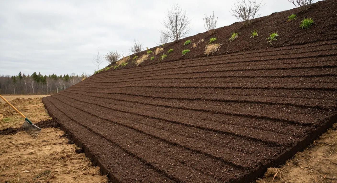 Slope stabilization with mulch