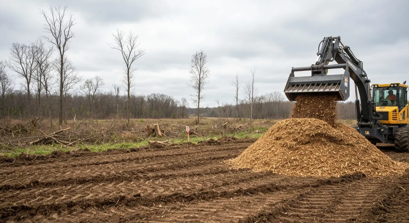 Forestry mulching in progress