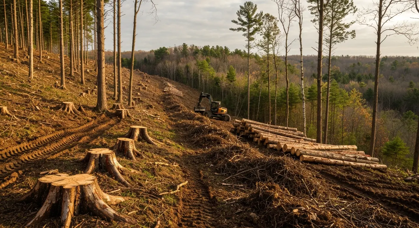 Steep slope clearing near Mosinee Hill