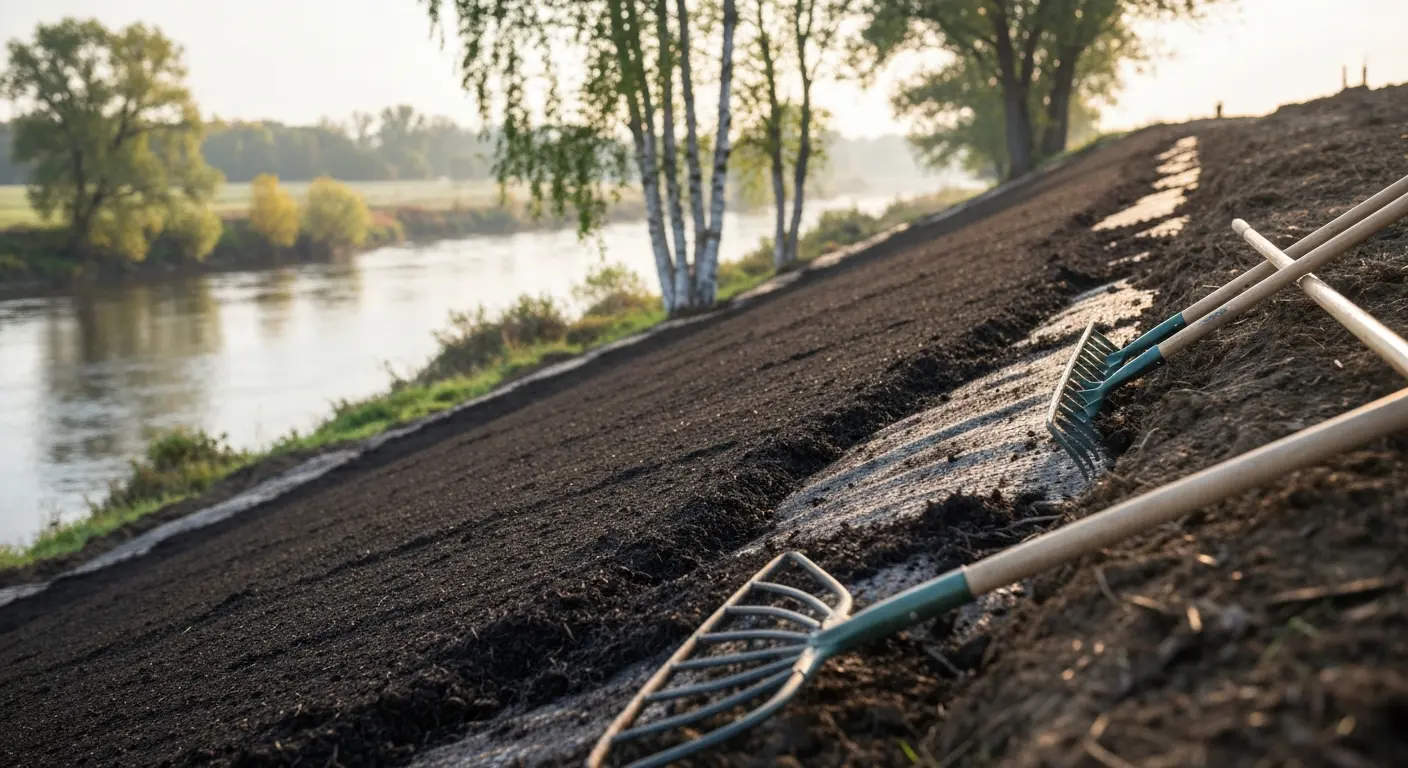 Slope mulching and bank stabilization work