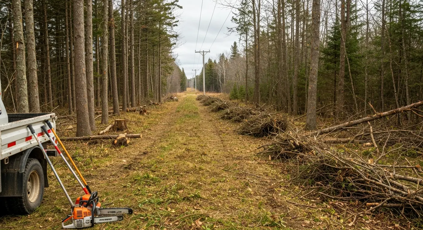 Cleared right-of-way corridor along utility line