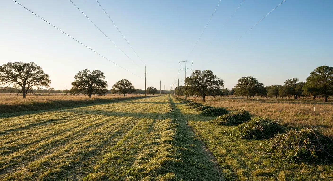 Right of way mowing along power line corridor