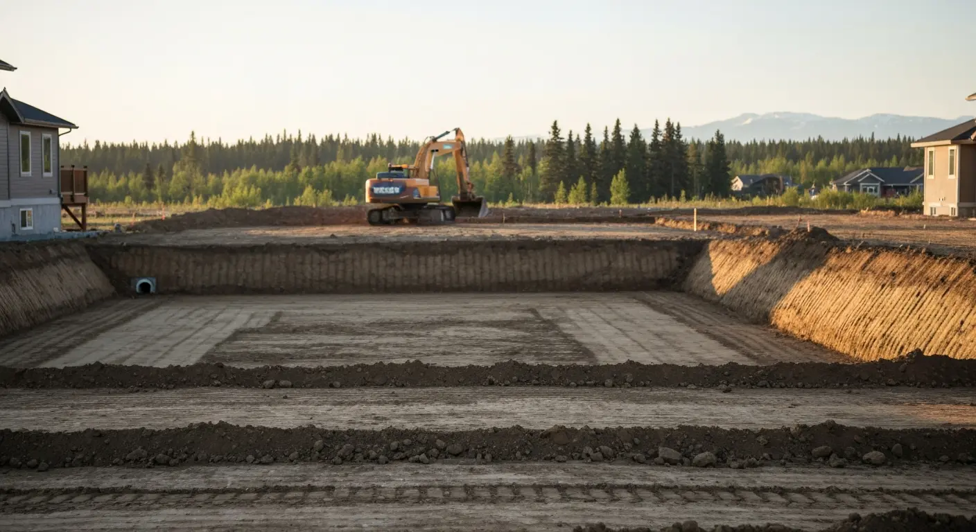 Excavation contractor preparing Eagle River building site