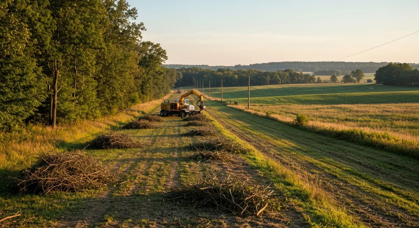 Right-of-way clearing along power line corridor
