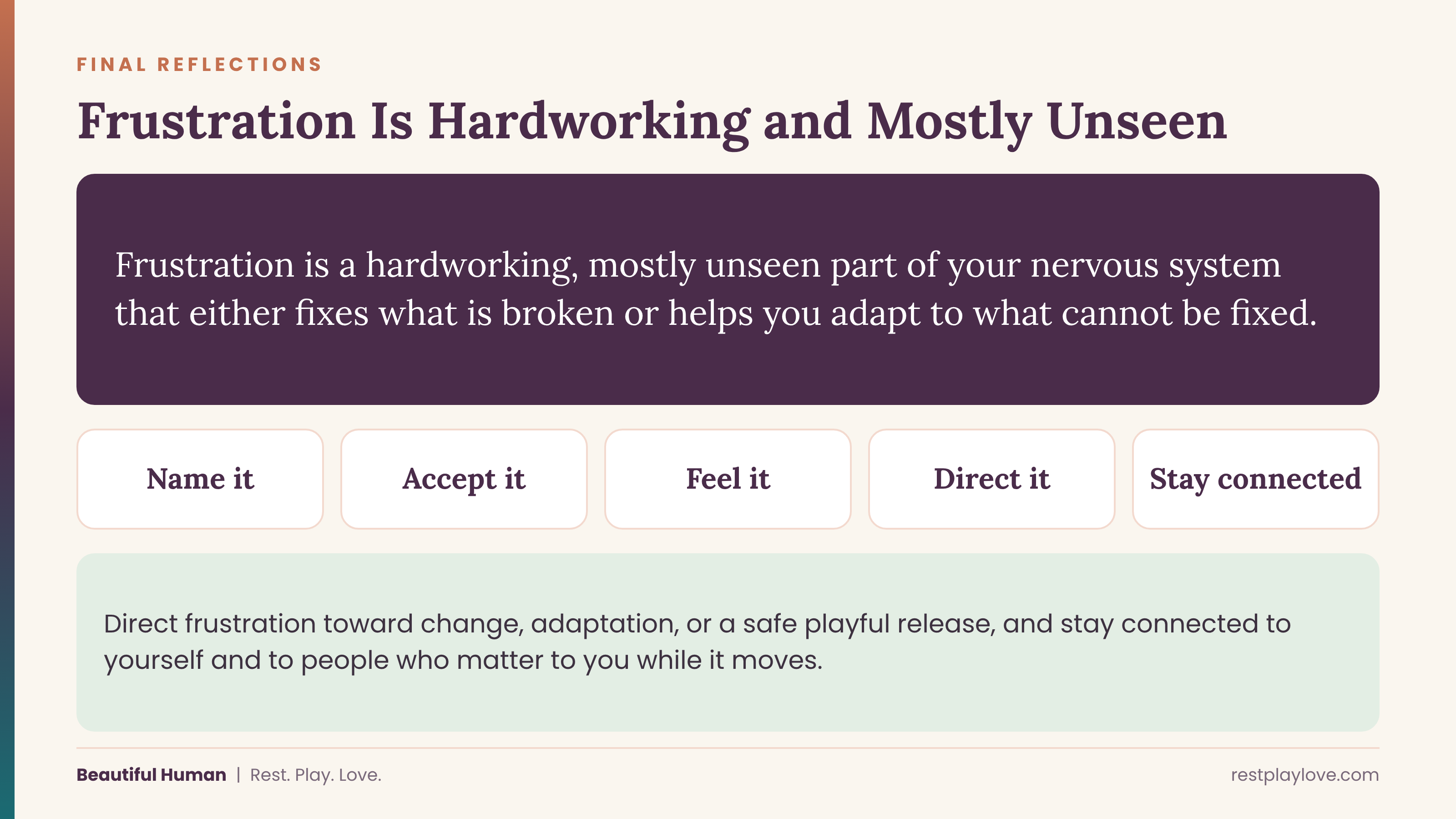 Final reflections: frustration is hardworking and mostly unseen Final reflections: frustration is hardworking and mostly unseen