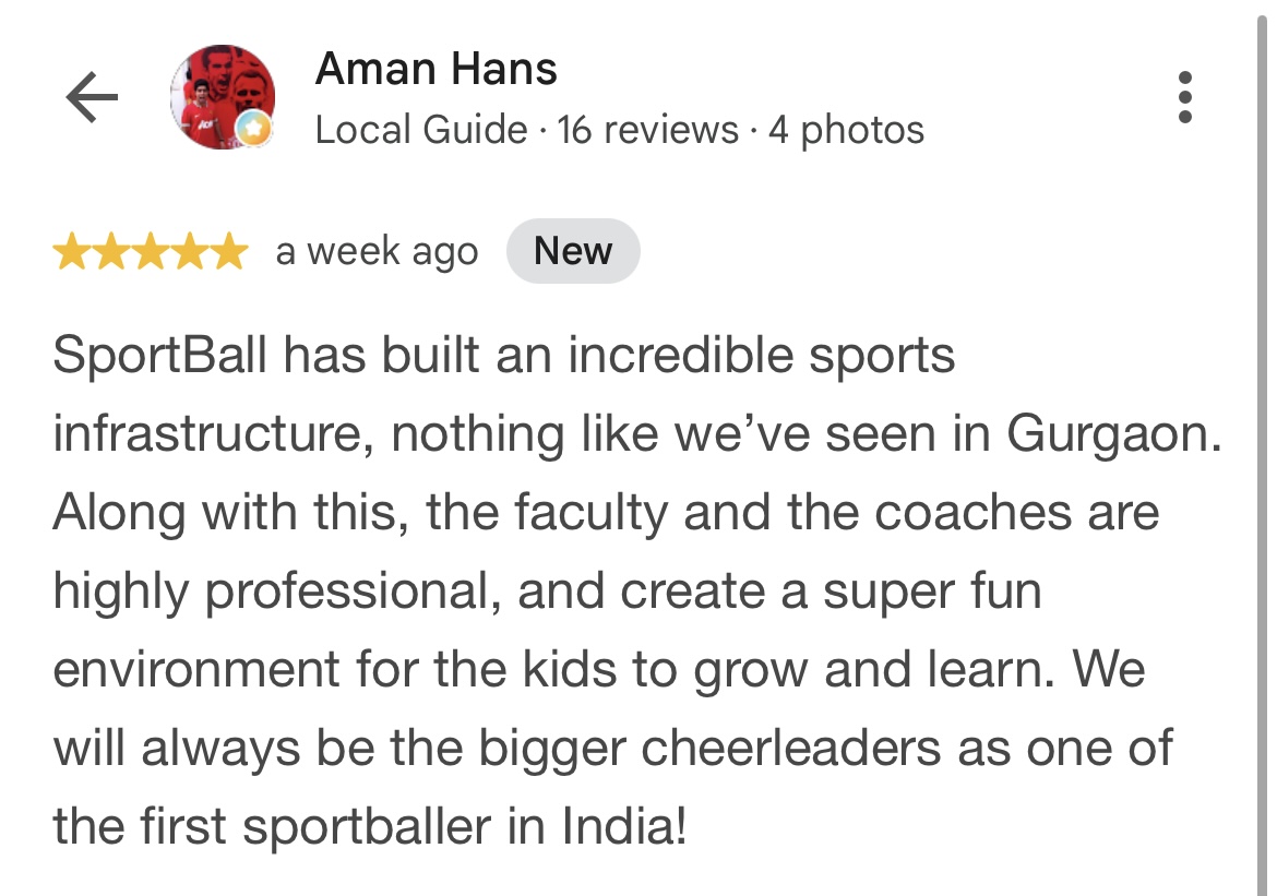 Sportball parent testimonial