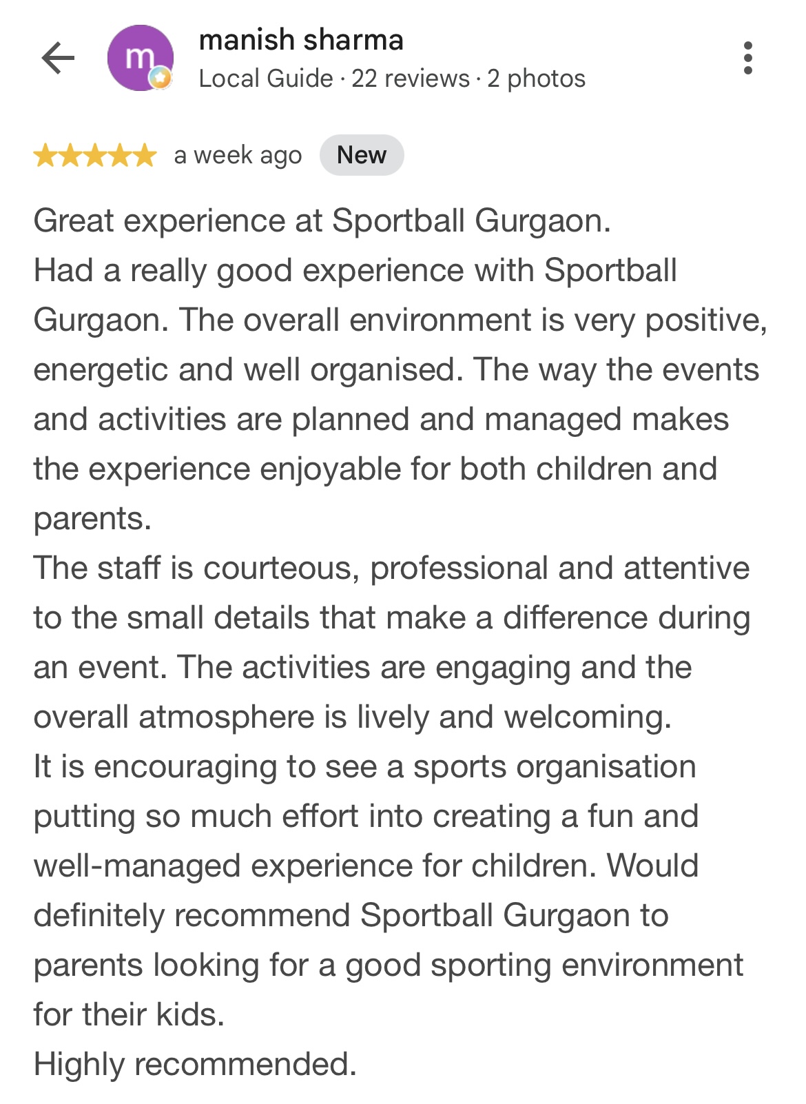Sportball parent testimonial