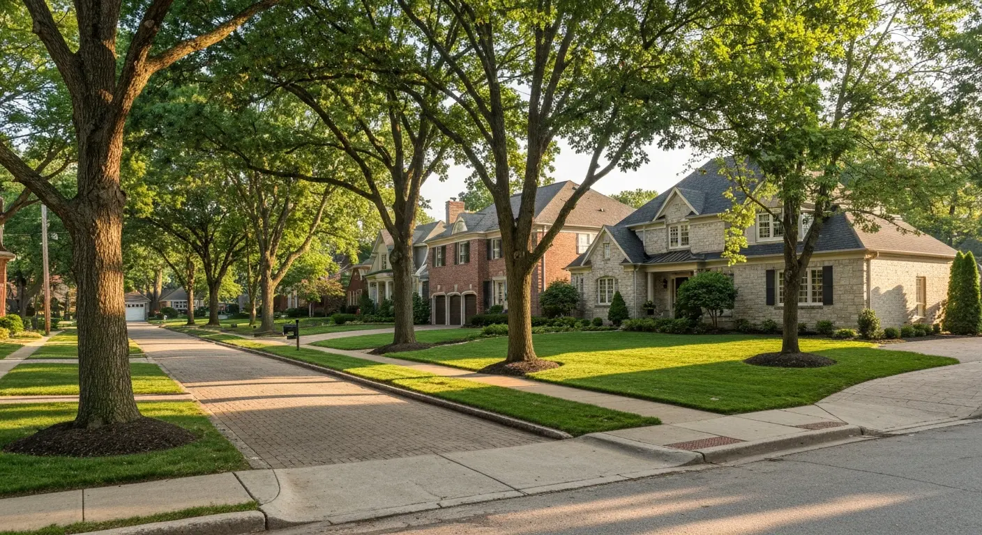 Ladue neighborhood street with beautiful homes