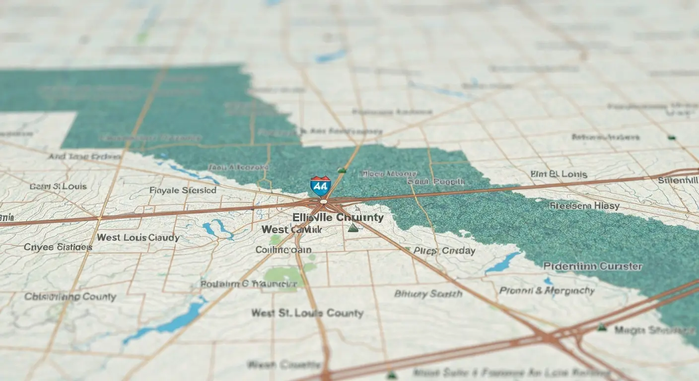 Ellisville West County location map reference