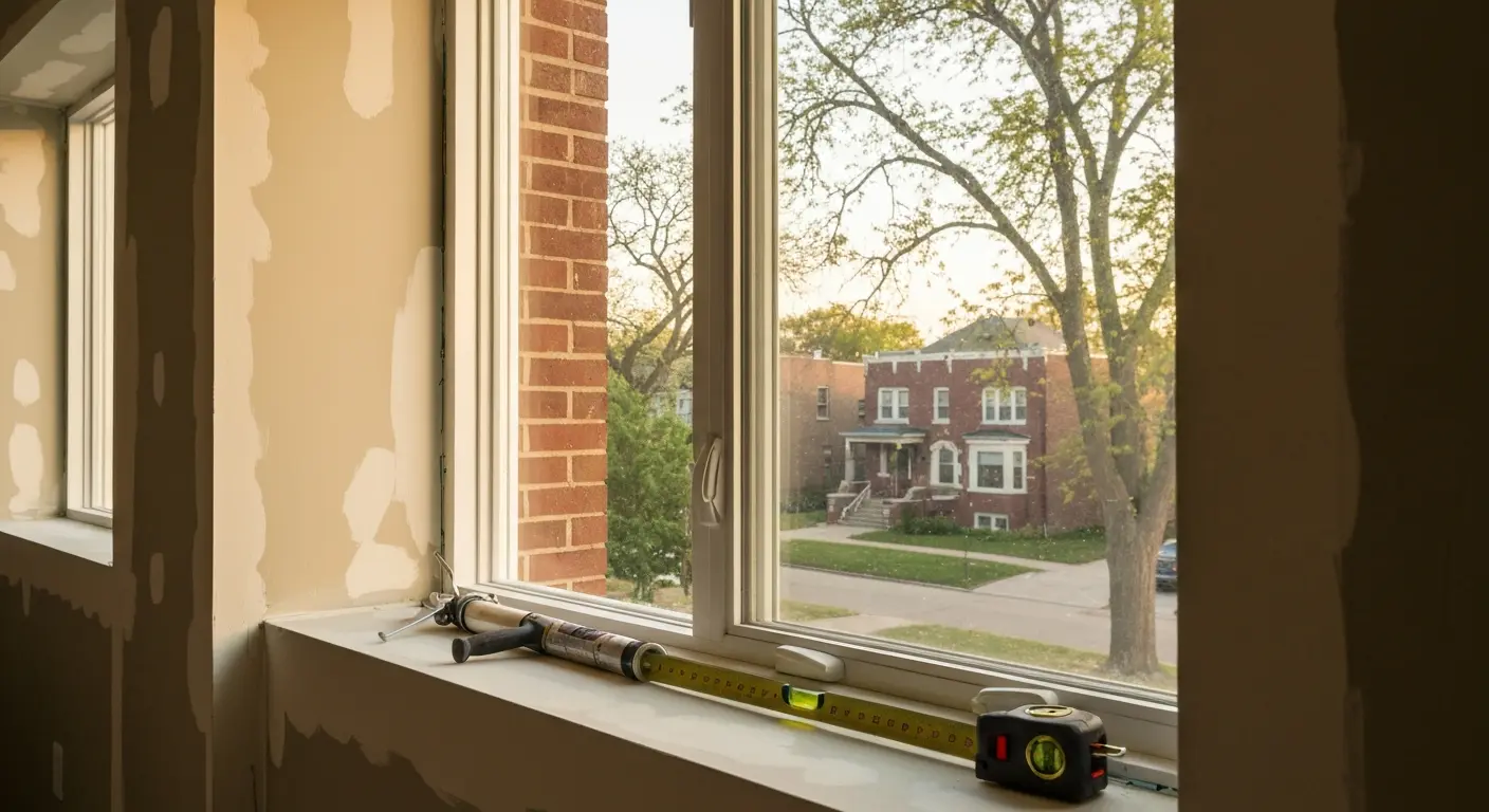 Window installation in modern St. Charles home