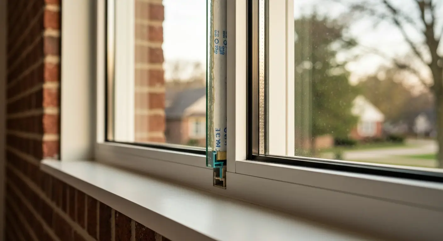 Energy-efficient window cross-section showing Low-E glass