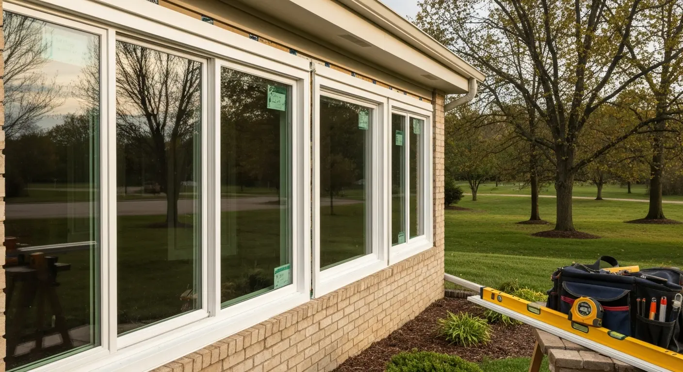 Andersen window installation on country home