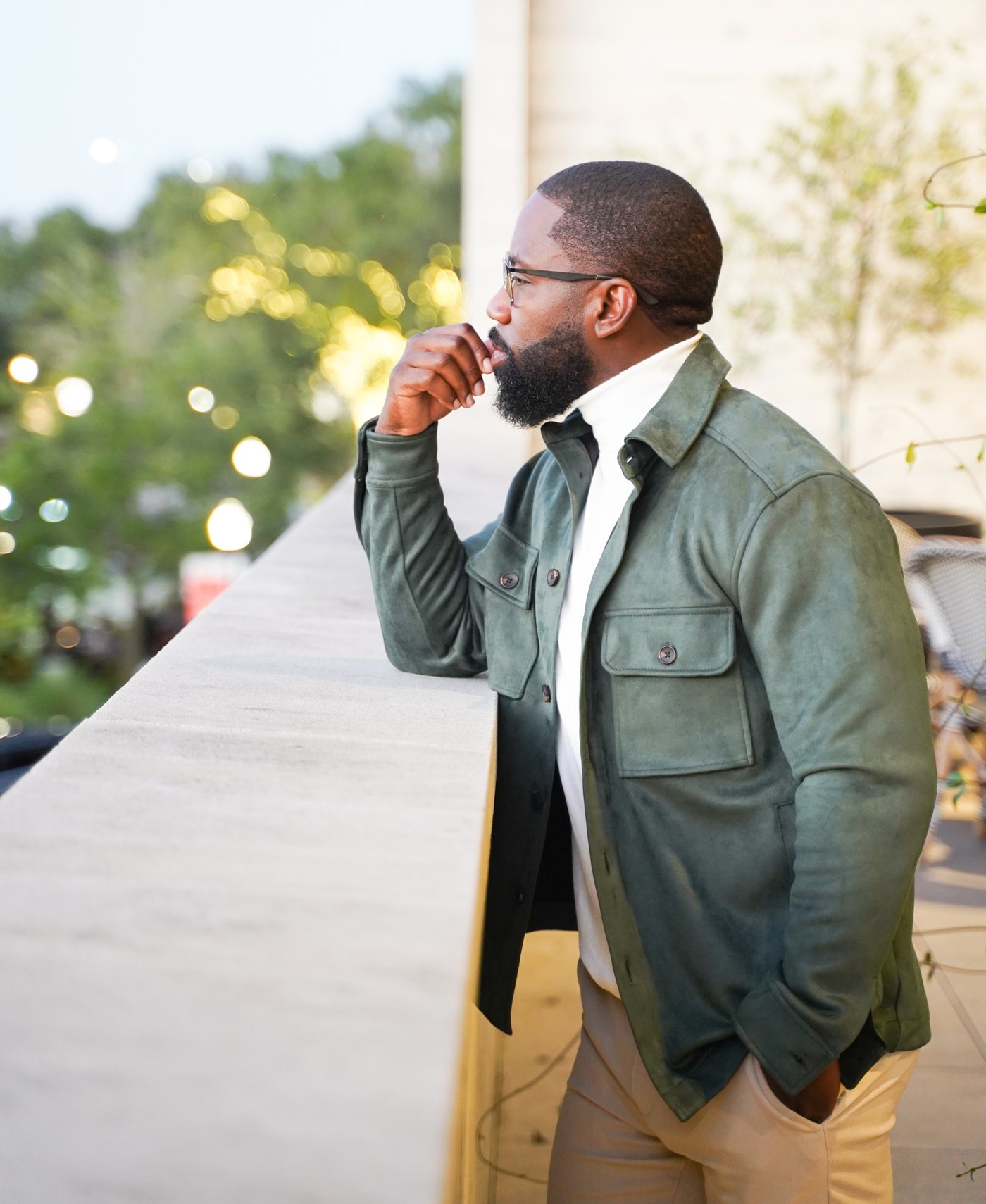 Vance Cobb, co-living coach, in a green jacket