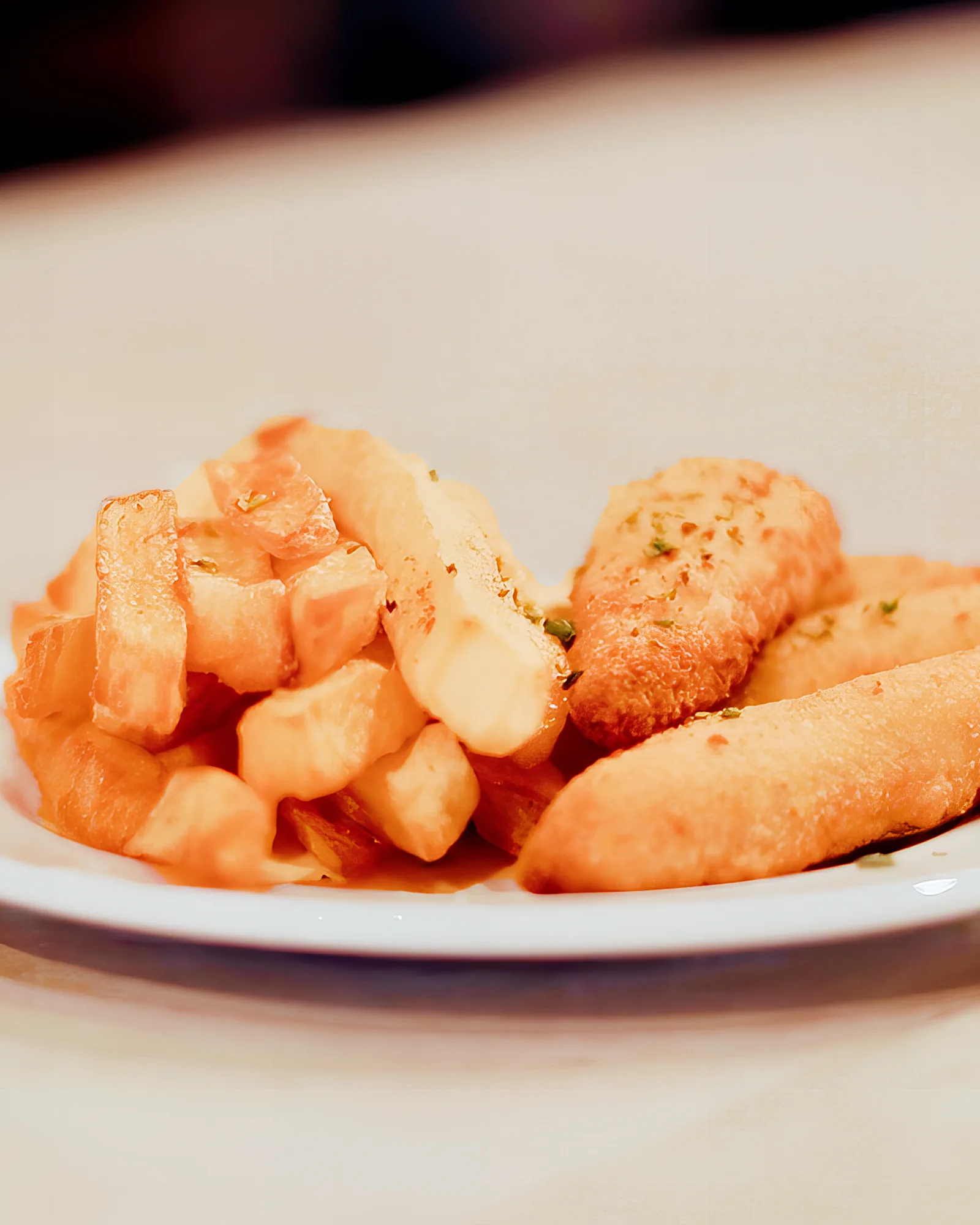 Crumbed fish and chips at Breezy's