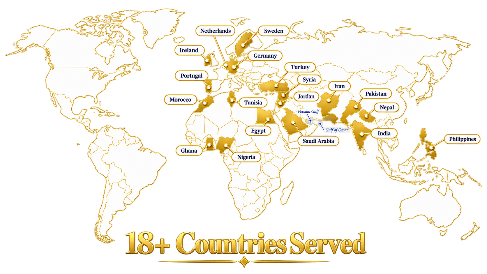Map of the countries Sara has served clients in