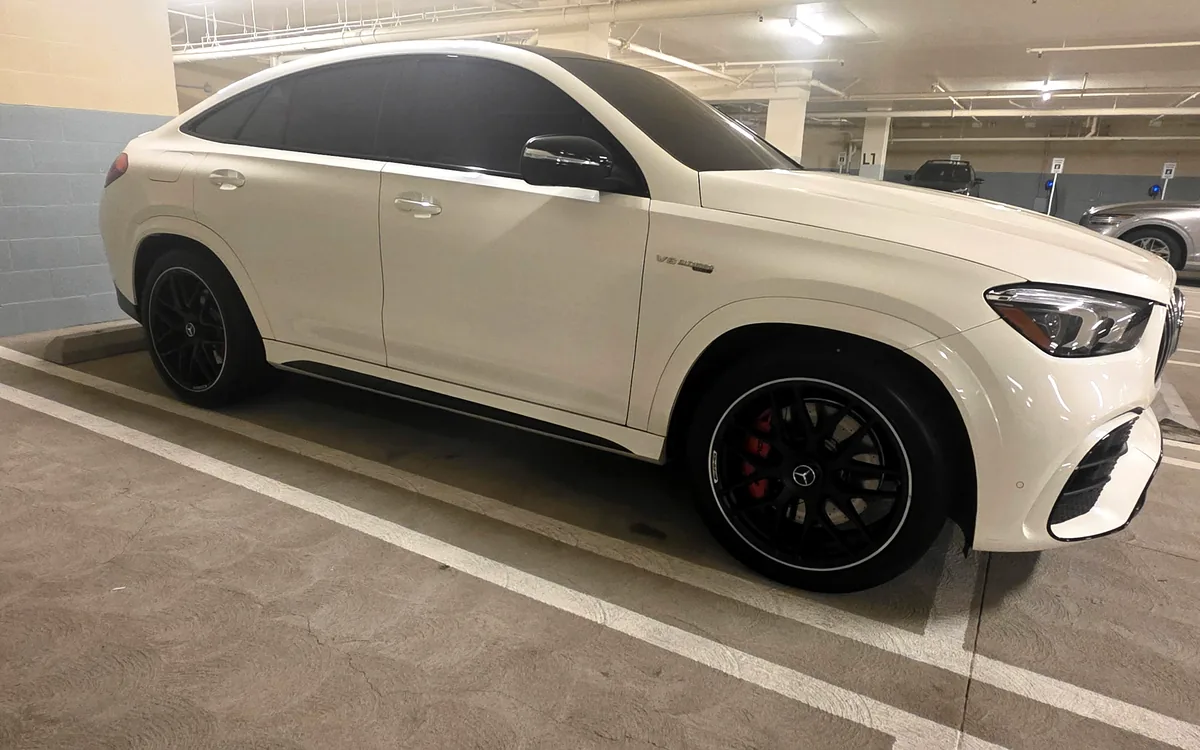 Mercedes GLE coupe tinted in a parking garage