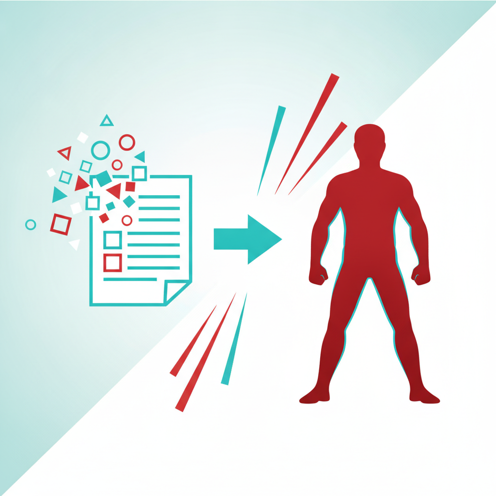 A worksheet dissolving into fragmented shapes beside a confident human figure standing firm, representing the gap between paper practice and a real pressure moment.