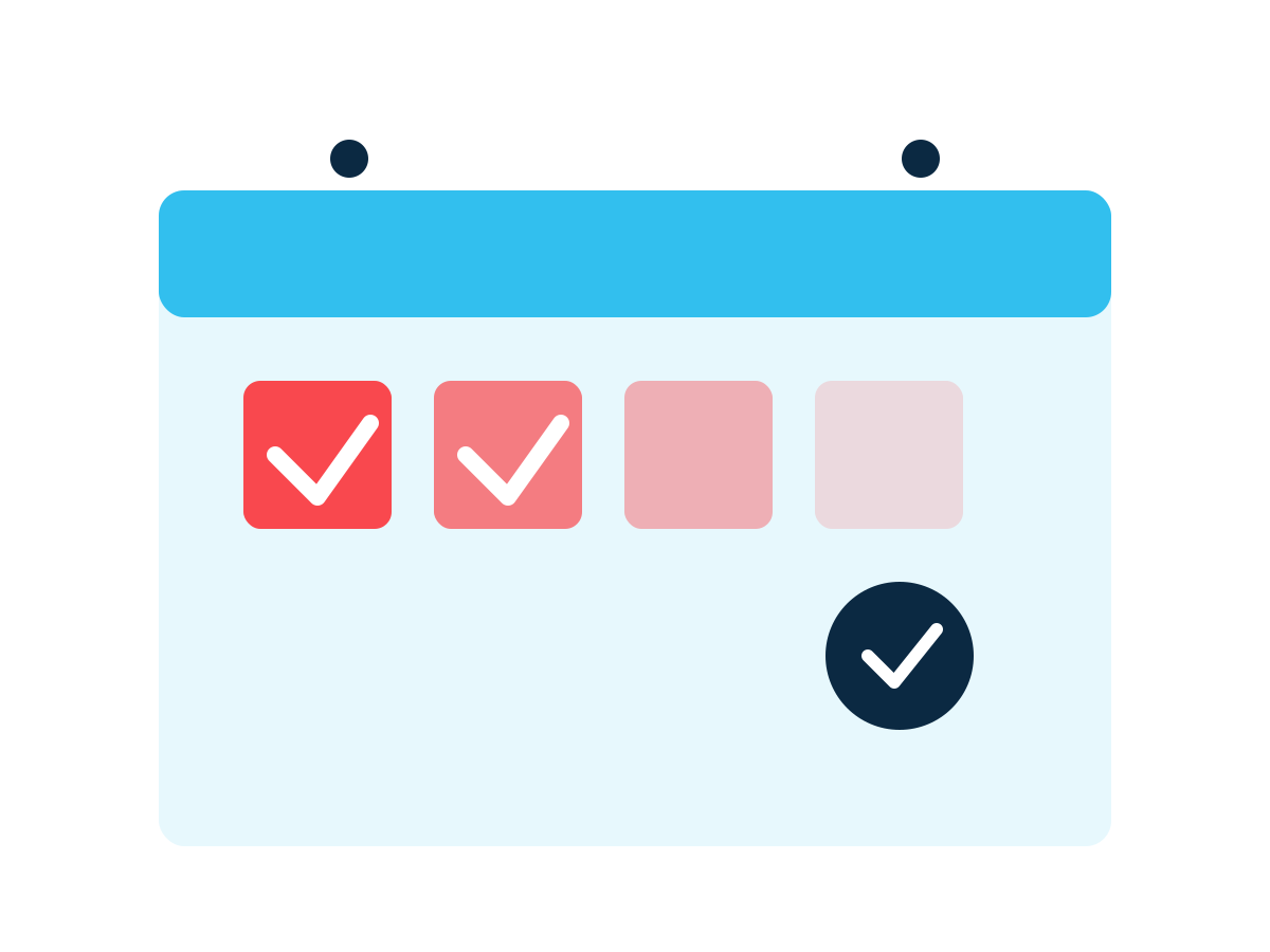 Illustration of a weekly calendar with checkmarks, representing the week to week rhythm of building responsibility at home