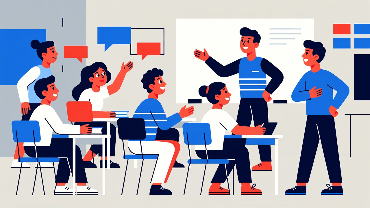 Students developing communication and people skills in the classroom