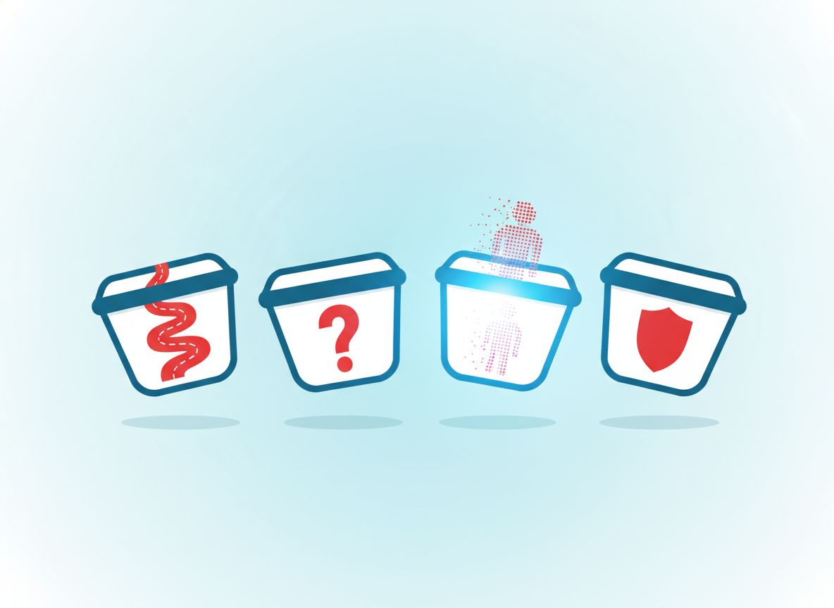 Stylized illustration of four floating labeled buckets representing barriers, misconceptions, disengagement, and aversion, the four causes of chronic student absenteeism, flat geometric illustration in brand colors