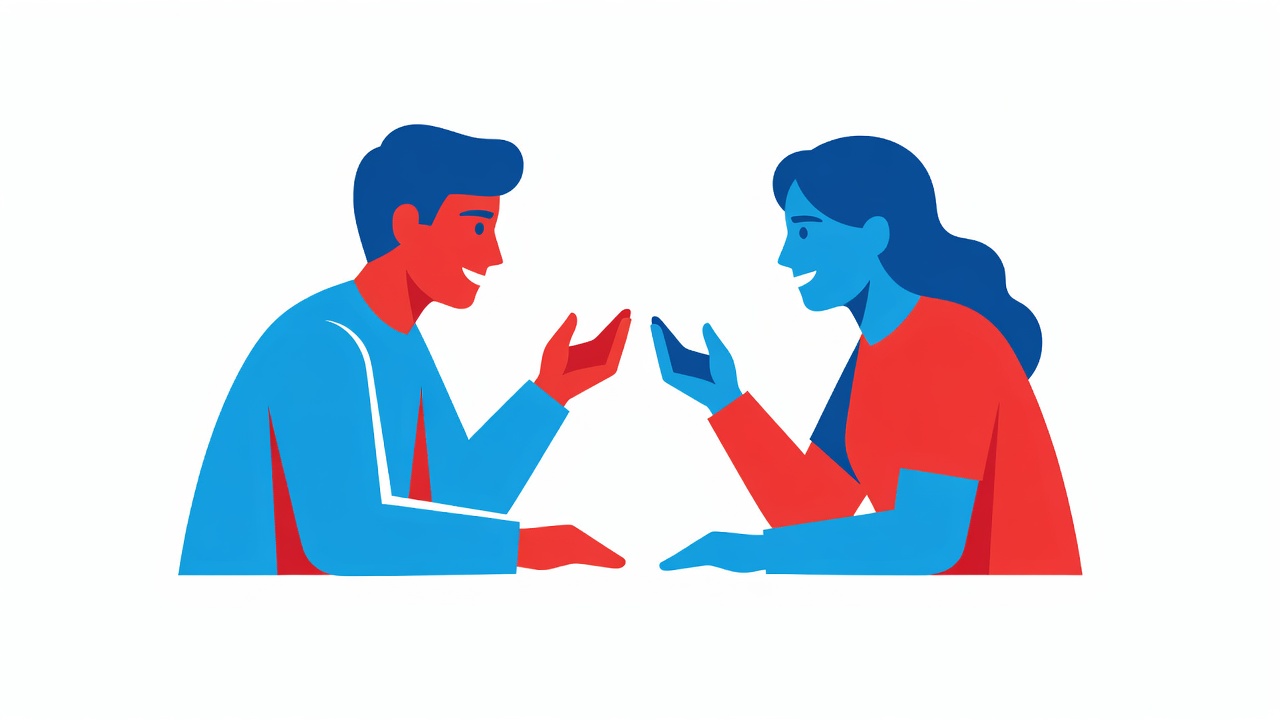 Two teenagers in engaged face-to-face conversation